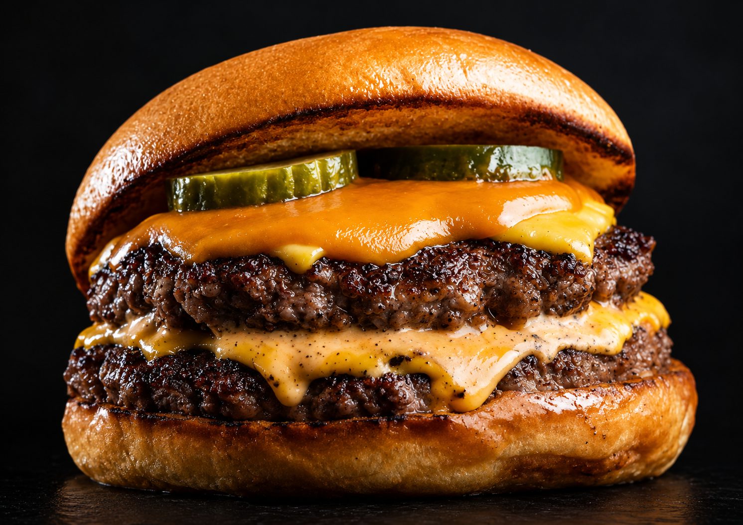 La Brut: medallones de carne con cheddar, pepinillos, mermelada de bacon y salsa brut.